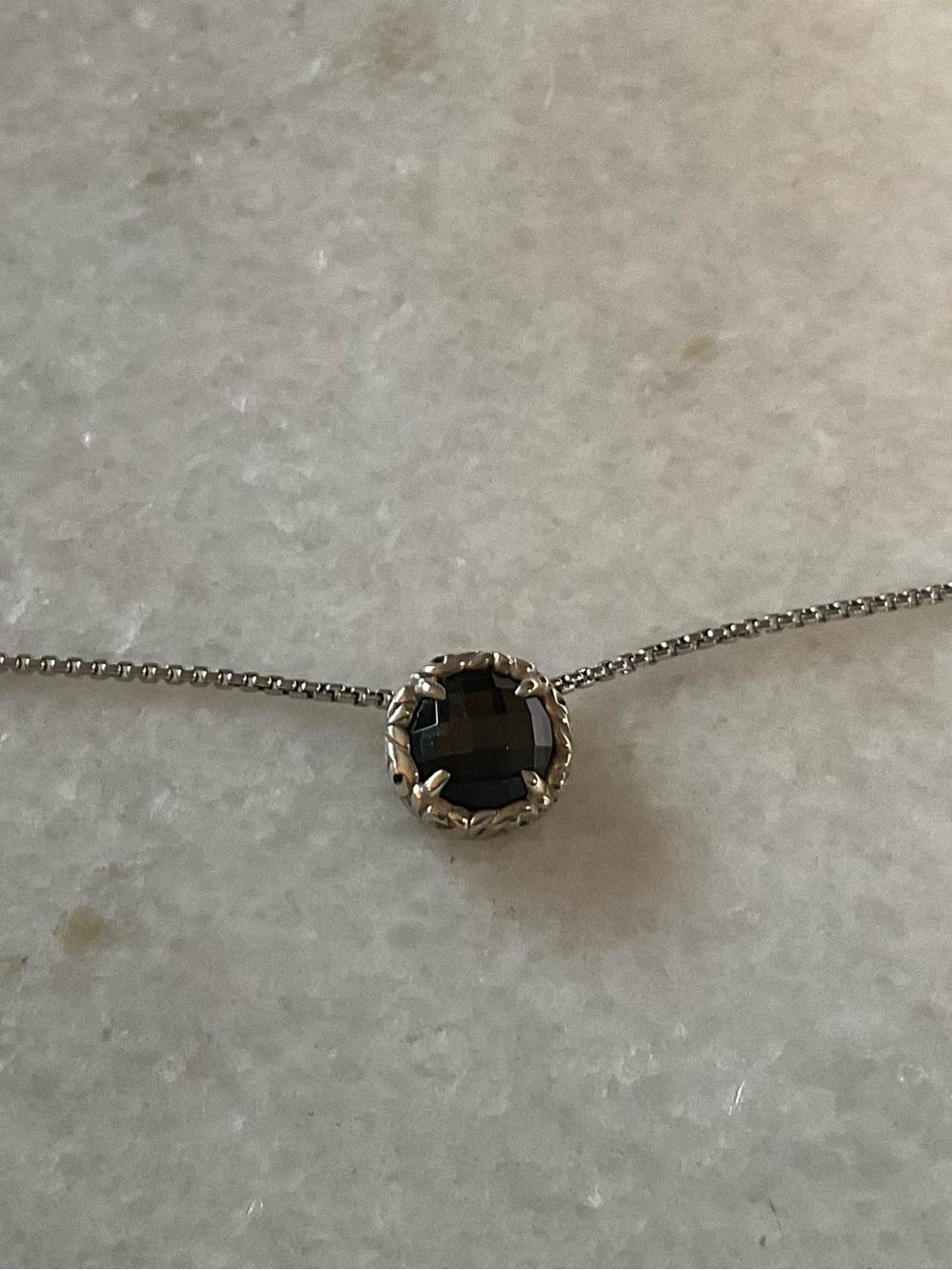 Charles Krypell SS Hematite Round Pendant Necklace
